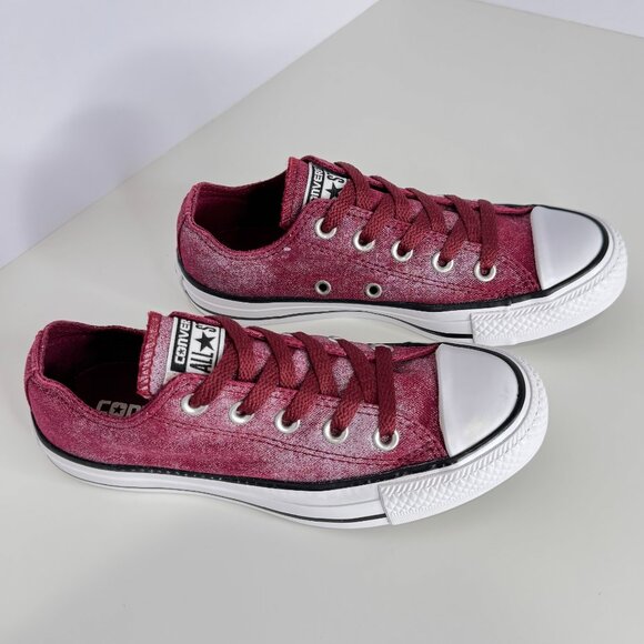 NWOT Converse All Star Shoes Womens 5‎ Maroon Silver Metallic Low Top Sneakers - Picture 4 of 5